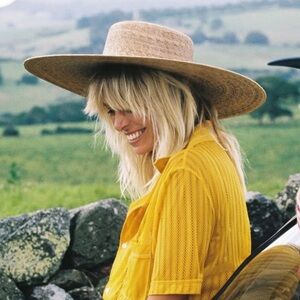 Lack of Color Palma Ultra Wide-Brimmed Straw Boater Hat Tan Size S/M 57 cm